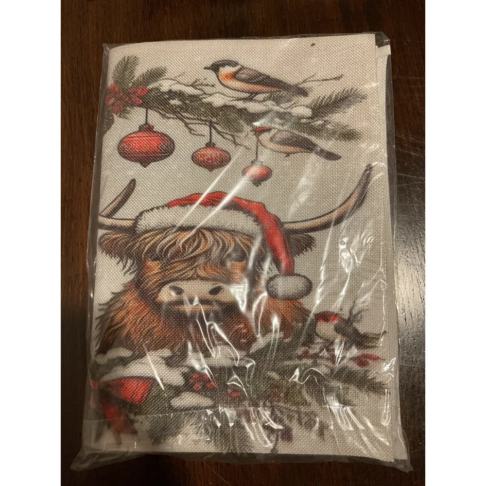 Set of 8 Highland Cow Christmas Placemats‎ 100% Polyester Waterproof 18.5 x 12.5